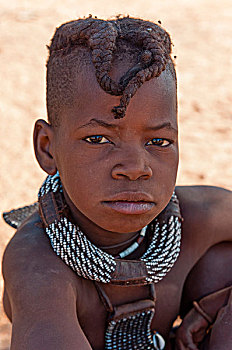 辛巴族,男孩,考科韦尔德,纳米比亚,非洲