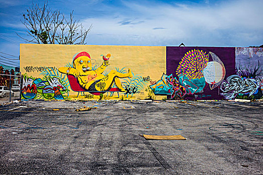 涂鸦,墙壁,艺术,地区,迈阿密,佛罗里达,美国