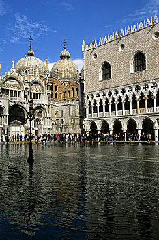 意大利,威尼斯,圣马可广场,宫殿,总督,洪水