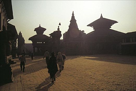 庙宇,巴克塔普尔,晨光,加德满都山谷,尼泊尔,亚洲