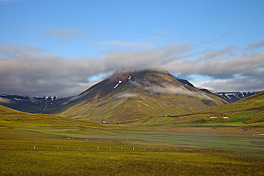 半岛,山谷,正面,山,北方,冰岛,欧洲