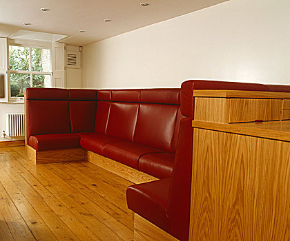 红色,皮革,软长椅,长度,房间