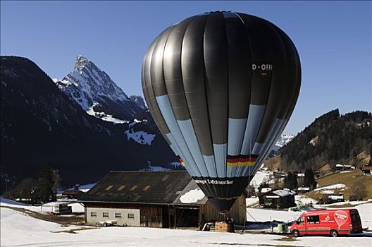 热气,气球,开端,西部,阿尔卑斯山,伯恩高地,瑞士,欧洲