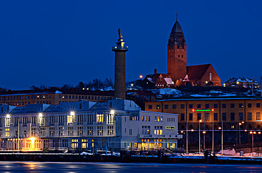 城市天际线,教堂,哥德堡,瑞典