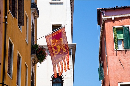 威尼斯,旗帜,房子