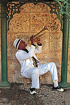 古巴,喇叭,演奏,表演,小,公园,哈瓦那,北美