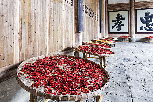 祠堂晒秋,安徽省徽州歙县棠樾古村敦本堂男祠