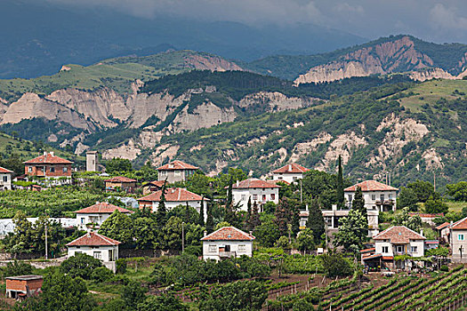保加利亚,南方,山,乡村,俯视图