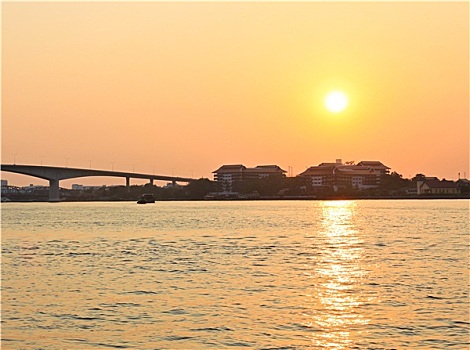 日落,湄南河