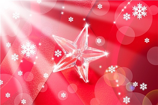 圣诞节,玻璃,星,红丝带