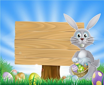 复活节兔子,蛋,木质,标识