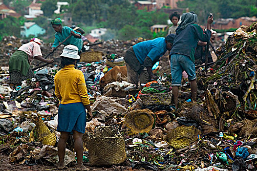 人,垃圾,塔那那利佛,马达加斯加,非洲
