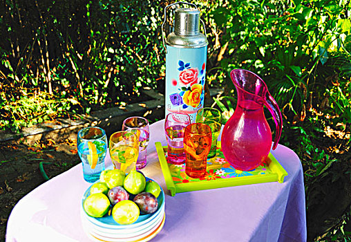 水果,饮料,野餐桌