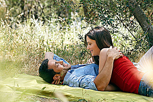 伴侣,搂抱,野餐毯