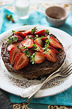 小巧克力饼,新鲜,草莓