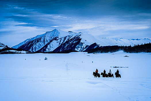 冬日雪景,中国,阿尔泰山区