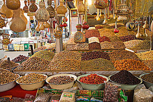 货摊,瓶子,葫芦属植物,国际,集市,老城,喀什葛尔,新疆,维吾尔,地区,丝绸之路,中国