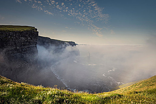 莫赫悬崖,晨雾,杜林,爱尔兰