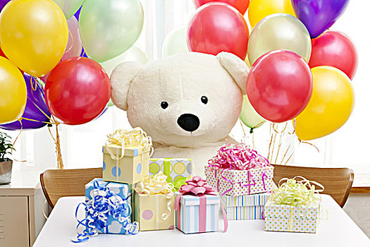 泰迪熊,礼物,气球