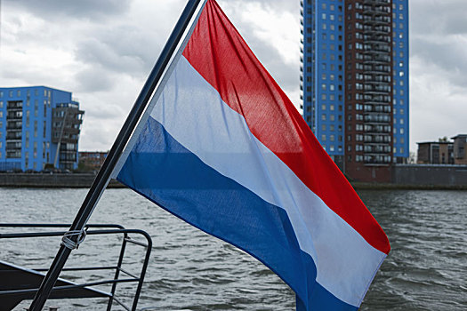 旗帜,荷兰,摆动,船尾,游船