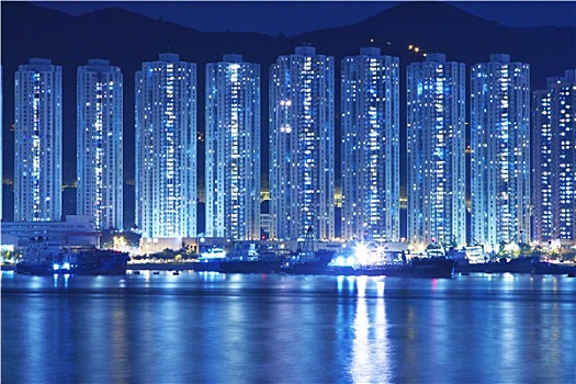 公寓楼,香港,夜晚