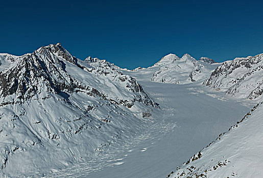 俯视图,冰河,阿尔卑斯山,伯恩高地,瑞士