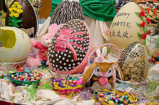 澳大利亚,复活节,展示,装饰,假日,巧克力蛋,毛绒玩具,粉色,复活节兔子