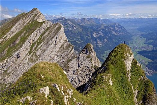 一个,顶峰,山脉,山谷,瑞士
