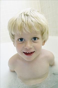 男孩,肖像,沐浴