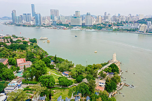 航拍福建厦门鼓浪屿风景名胜区风光