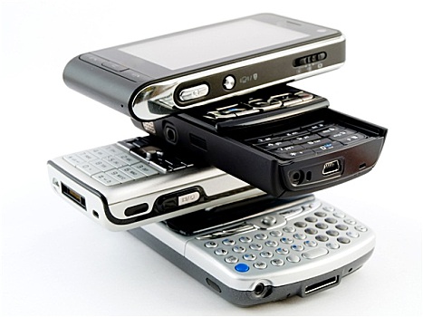 一堆,堆,几个,现代,手机