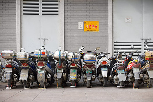 停放,摩托车,上海,中国