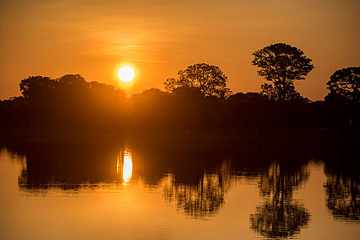 河,风景,里奥内格罗,日落,潘塔纳尔,南马托格罗索州,巴西,南美