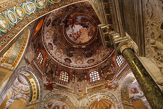 圆顶,图案,大教堂,拉文纳,艾米利亚-罗马涅大区,意大利,欧洲