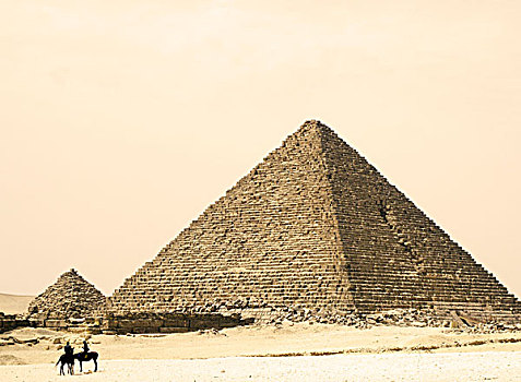 埃及,开罗,吉萨金字塔,游客,马,金字塔
