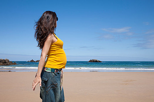 孕妇,海滩