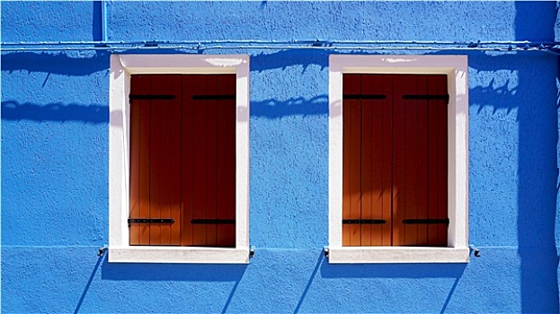 木头,窗户,白人,框架,蓝色背景,彩色,墙壁,房子,布拉诺岛