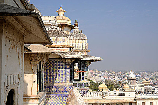 城市,宫殿,乌代浦尔,特写,风景,拉贾斯坦邦,北印度,印度,南亚,亚洲