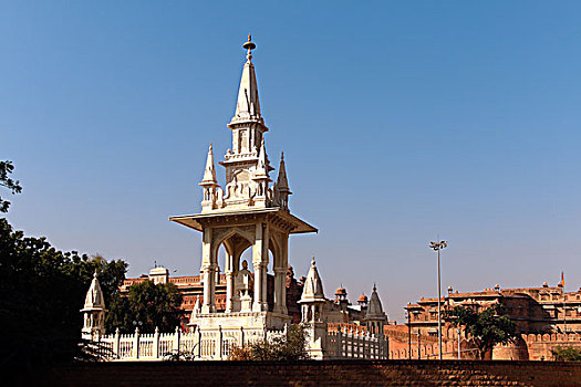 纪念建筑,正面,堡垒,城市宫殿,比卡内尔,拉贾斯坦邦,印度,亚洲