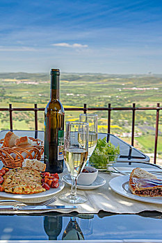 城镇,蒙萨拉什,餐馆,享受,午餐,远眺,乡村,葡萄牙