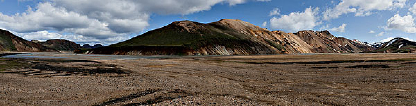 干燥,河床,彩色,火山地貌,全景,兰德玛纳,冰岛,欧洲