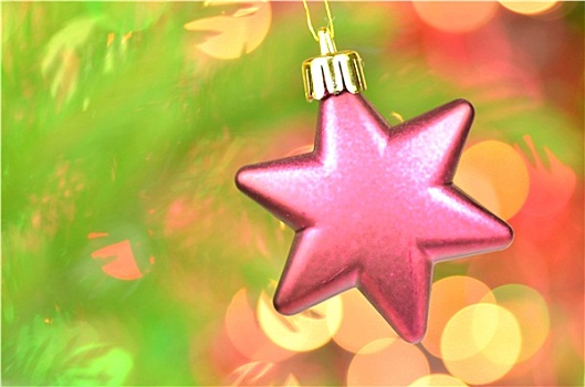 圣诞装饰,粉色,圣诞节,星,球,悬挂,云杉,细枝,背景