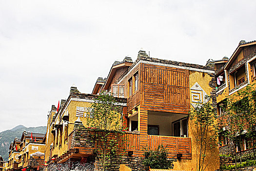 四川阿坝自治州水磨古镇的建筑