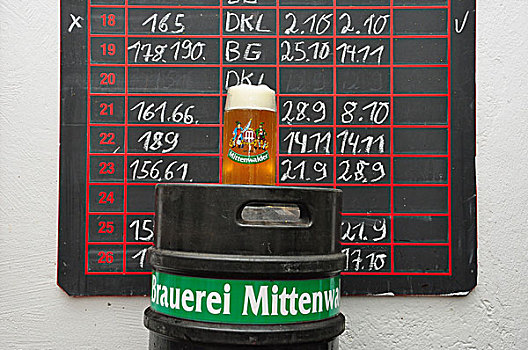 德国,巴伐利亚,米滕瓦尔德,酒厂,成熟,啤酒,桶,啤酒杯