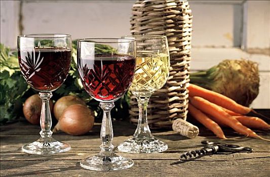 静物,葡萄酒杯,白葡萄酒,玻璃,汤,蔬菜