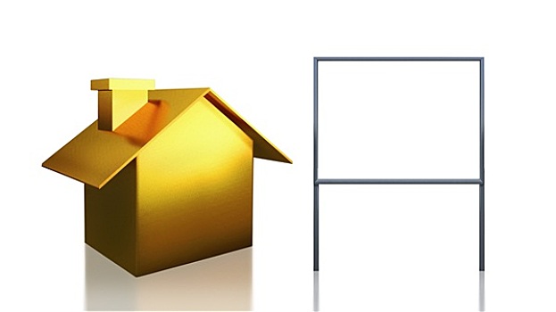投资,金色,房子,空白标志
