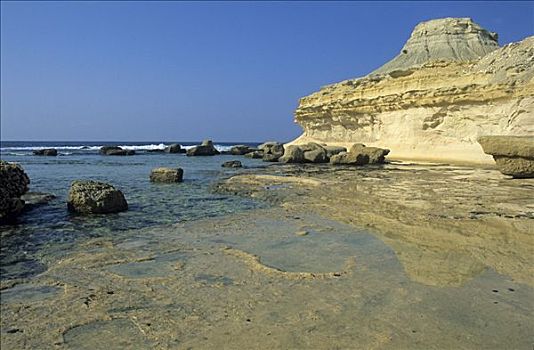 岩石海岸,湾,岛屿,马耳他