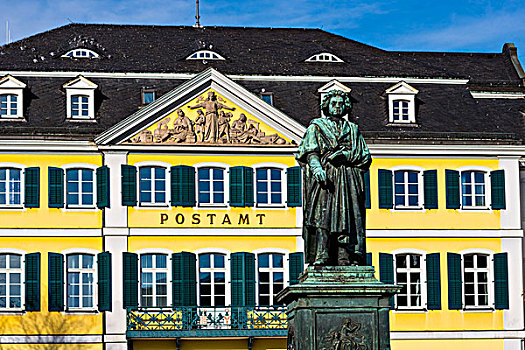 贝多芬,纪念建筑,大教堂广场,邮局,宫殿,后面,北莱茵威斯特伐利亚,德国,欧洲