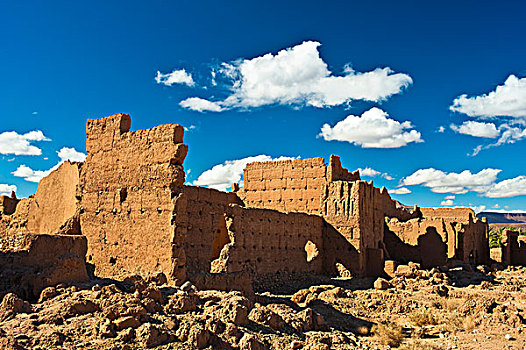 废弃,泥,砖,要塞,人,德拉河谷,南方,摩洛哥,非洲