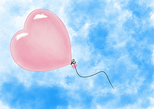 心形,空气,气球,飞,天空